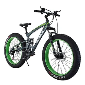 Amardeep cycles 26 inches Fat Tyre Wheel, Steel Frame- 18 inches, Speed Double Disc Brake with Magnesium Alloy Wheels Sports Folding All-Mountain Cycle for Unisex (Green) Over 23 Years