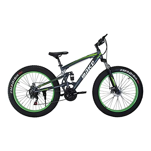 Amardeep cycles 26 inches Fat Tyre Wheel, Steel Frame- 18 inches, Speed Double Disc Brake with Magnesium Alloy Wheels Sports Folding All-Mountain Cycle for Unisex (Green) Over 23 Years