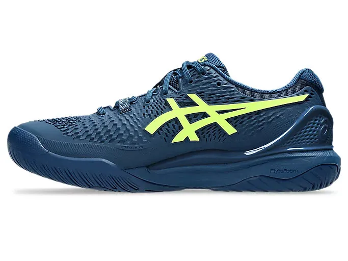 Asics Men's Gel Resolution 9 Hard Court WIDE 2E (Mako Blue/Safety Yellow)