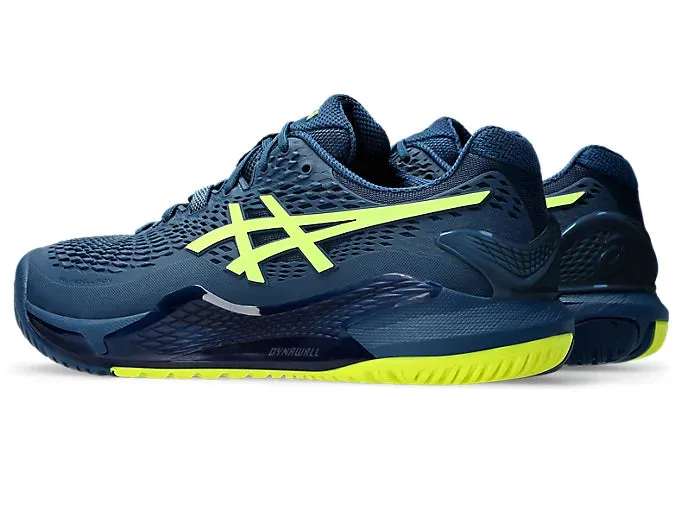 Asics Men's Gel Resolution 9 Hard Court WIDE 2E (Mako Blue/Safety Yellow)