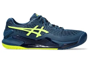 Asics Men's Gel Resolution 9 Hard Court WIDE 2E (Mako Blue/Safety Yellow)