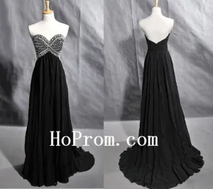 Beaded Sweetheart Prom Dresses,Black Prom Dress,Evening Dress