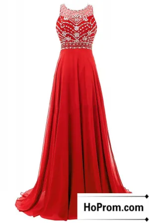 Beading A-Line Sleeveless Prom Dress Evening Dresses