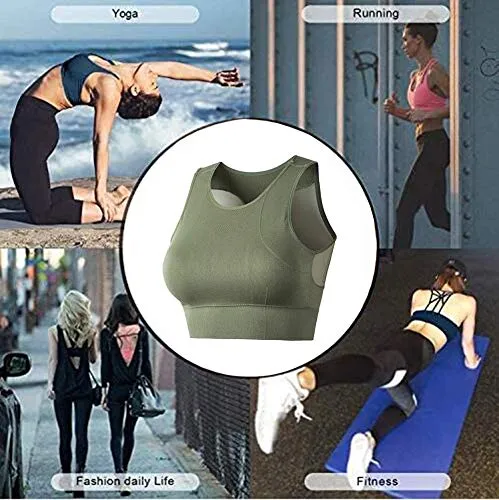 Beninos Sports Bras for Women Yoga Workout Bra- Running Gym Activewear, Green, Medium
