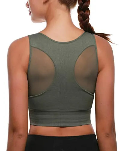 Beninos Sports Bras for Women Yoga Workout Bra- Running Gym Activewear, Green, Medium