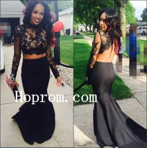 Black Lace Prom Dresses,High Neck Prom Dress,Evening Dress