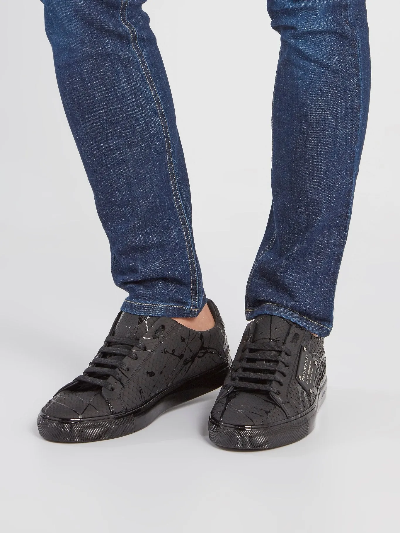 Black Python Effect Statement Sneakers