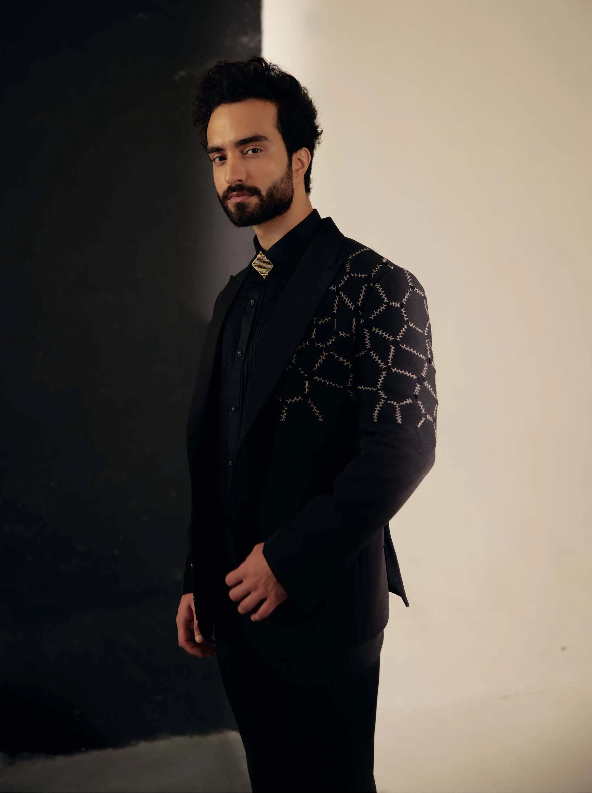 Black Tuxedo With Shirt And Tapered Trousers