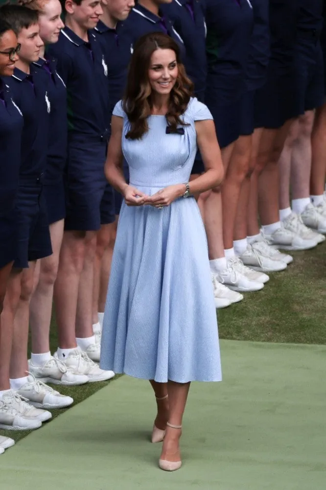 Blue Princess Kate Middleton Cocktail Dress Prom Red Carpet Celebrity Formal Evening Dress Wimbledon