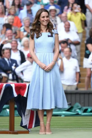 Blue Princess Kate Middleton Cocktail Dress Prom Red Carpet Celebrity Formal Evening Dress Wimbledon