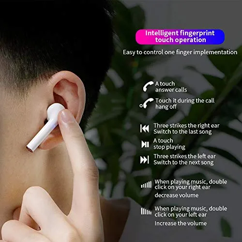 Bluetooth 5.2 True Wireless Earbuds Headphone with Led Display Charging Case Waterproof Earbuds 40 Hours Playtime Built-in Microphone Earbuds HiFi Premium Sound with Noise Cancelling for Sport,White