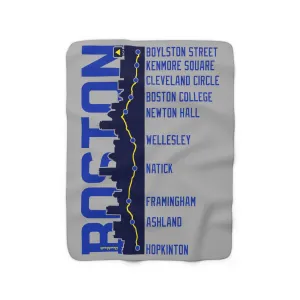 Boston Skyline Run Route Sherpa Fleece Blanket