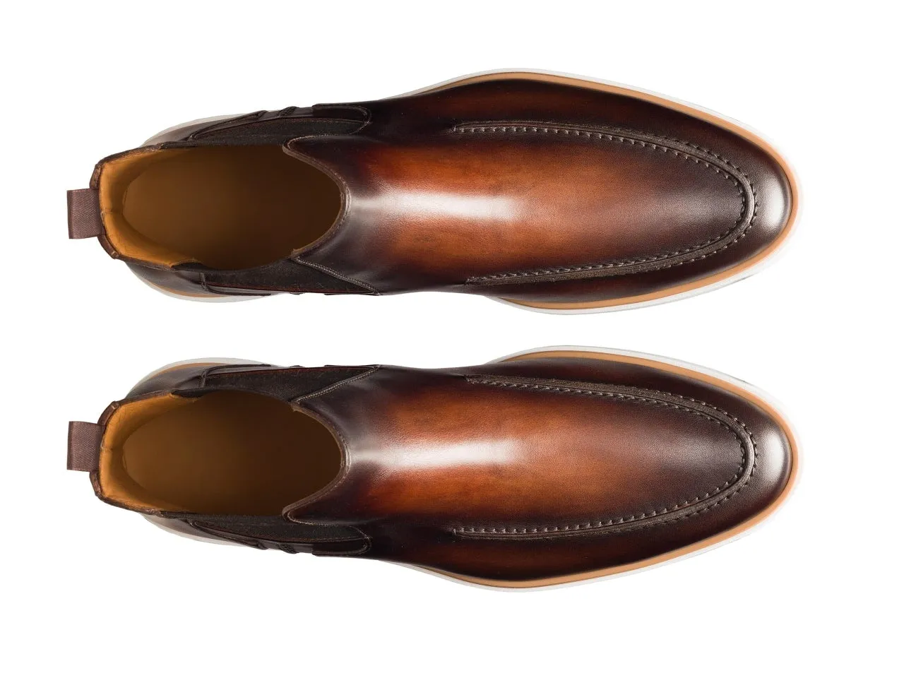 Brown Leather Fenland Slip On Chelsea Boots With Sneakers Sole - Chelsea Boots