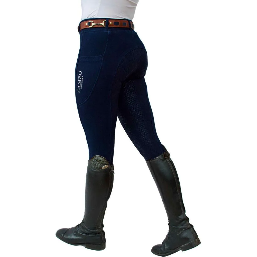 Cameo Equine Water Resistant Denim Horse Riding Tights - Durable & Hard Wearing