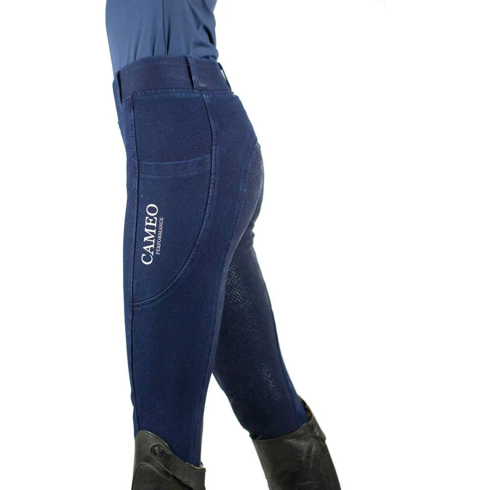 Cameo Equine Water Resistant Denim Horse Riding Tights - Durable & Hard Wearing
