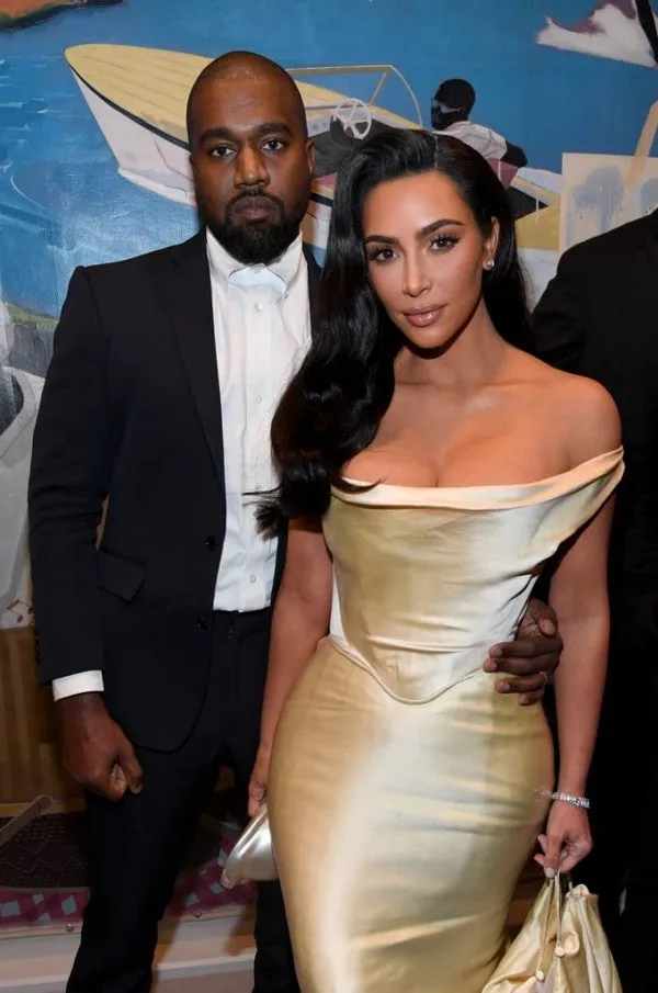 Champagne Kim Kardashian (Kim K) Corset Off The Shoulder Wedding Dress Diddy's 50th Birthday Party