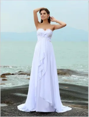 Chiffon Sweetheart Princess Wedding Dresses,Beading Sleeveless Wedding Dresses