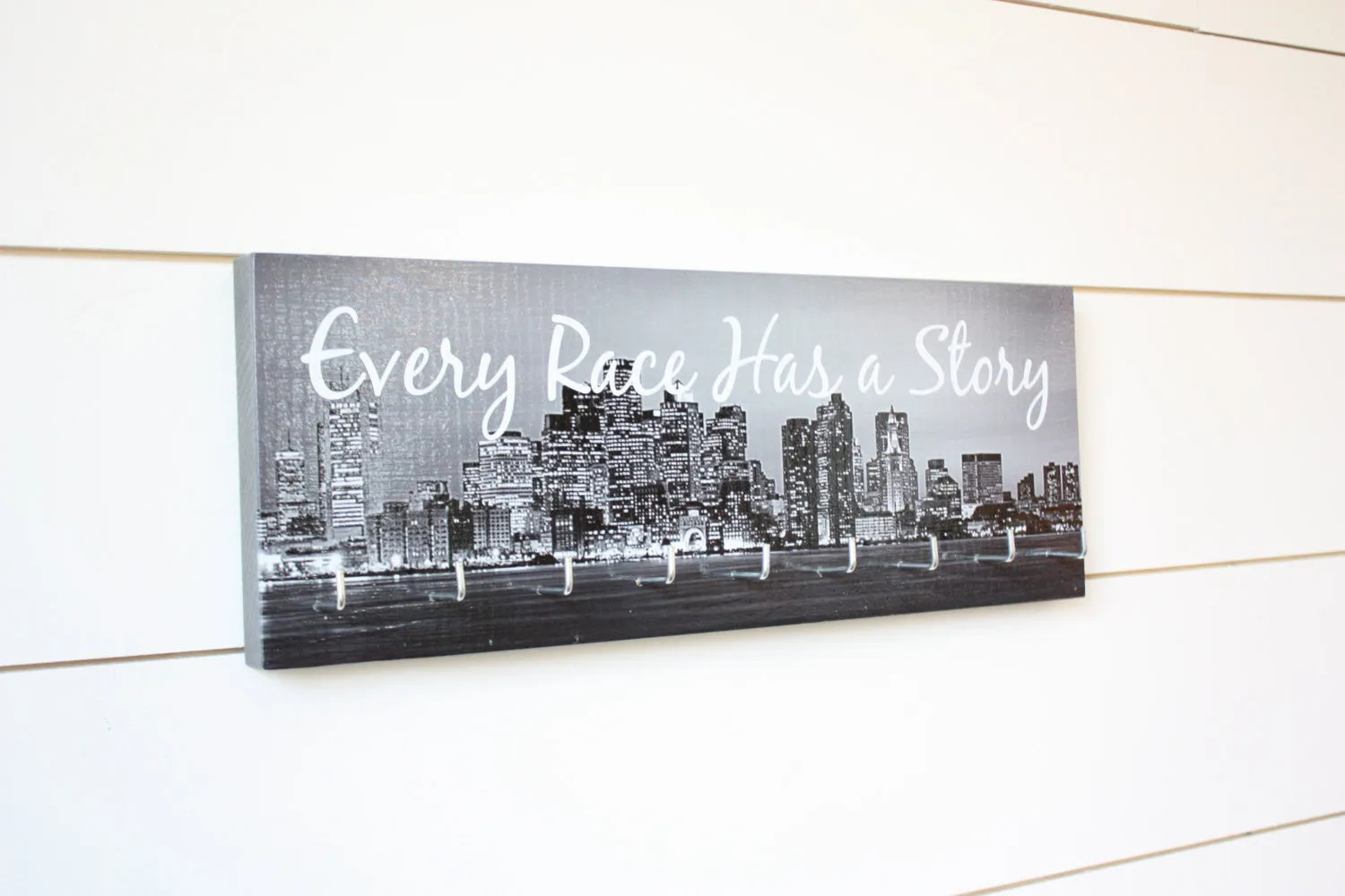 City Medal Holder - Every Race Has a Story - Medium (Black & White) Skyline