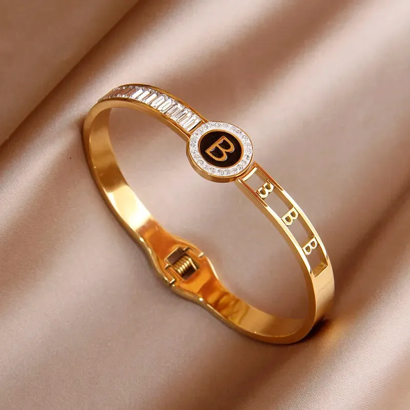 Classic Stainless Steel Letter B Charm Bracelet