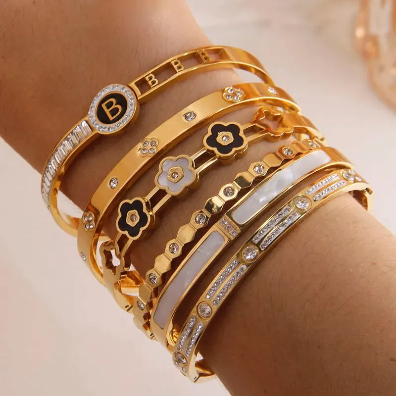 Classic Stainless Steel Letter B Charm Bracelet