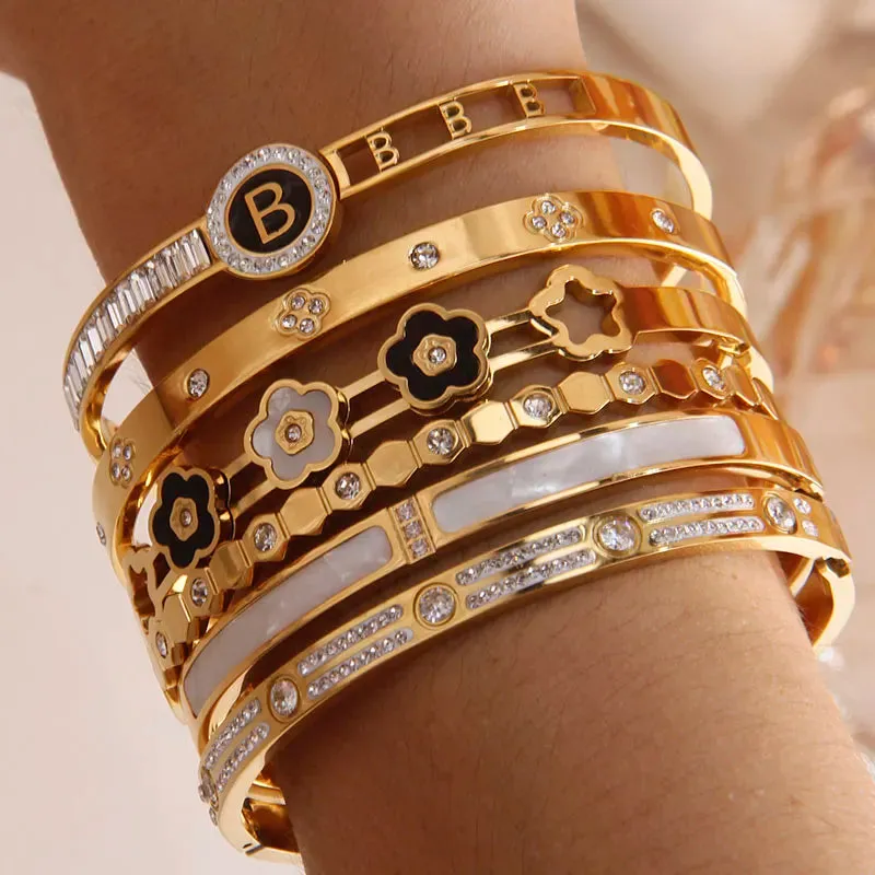Classic Stainless Steel Letter B Charm Bracelet