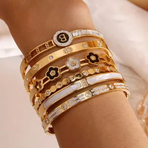 Classic Stainless Steel Letter B Charm Bracelet