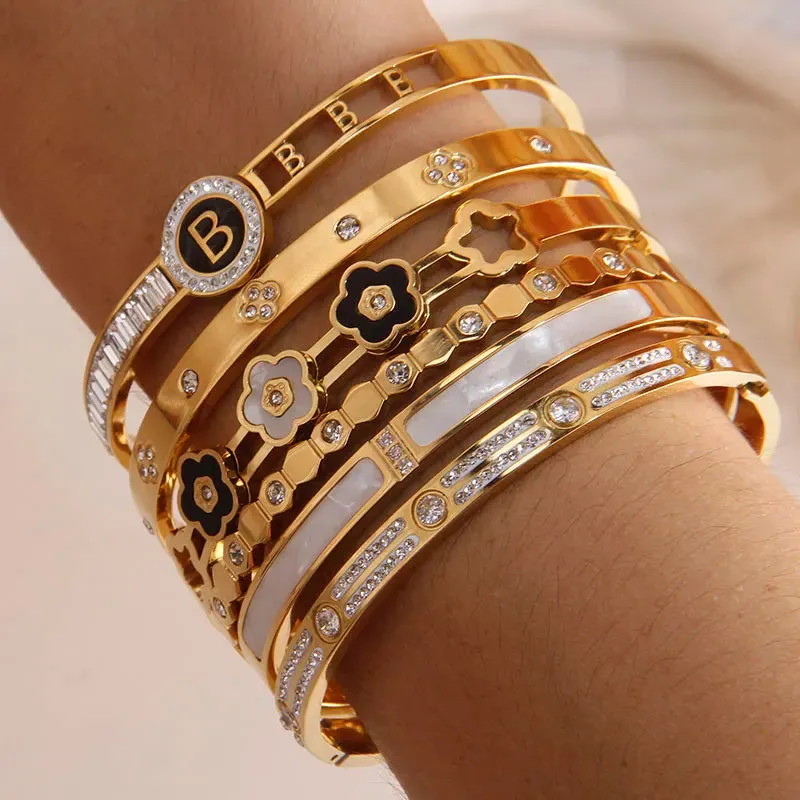 Classic Stainless Steel Letter B Charm Bracelet