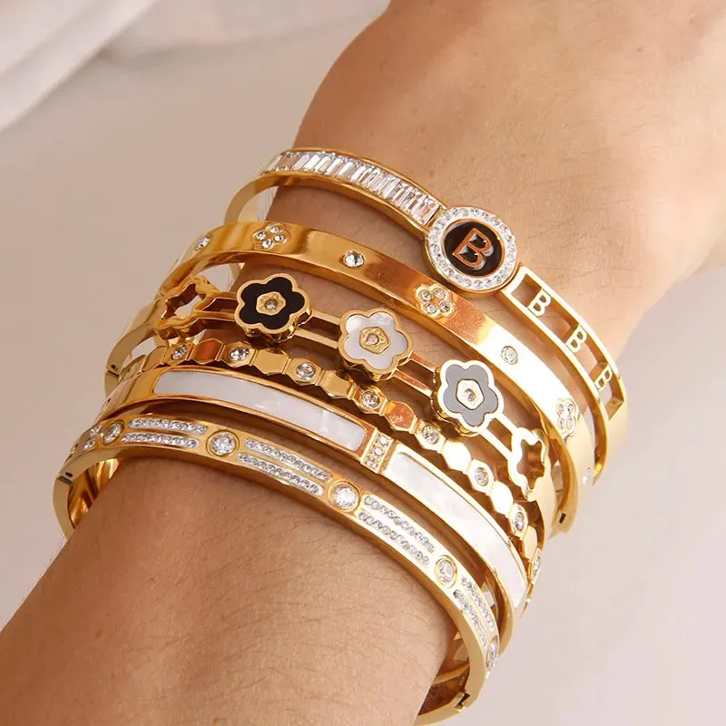 Classic Stainless Steel Letter B Charm Bracelet
