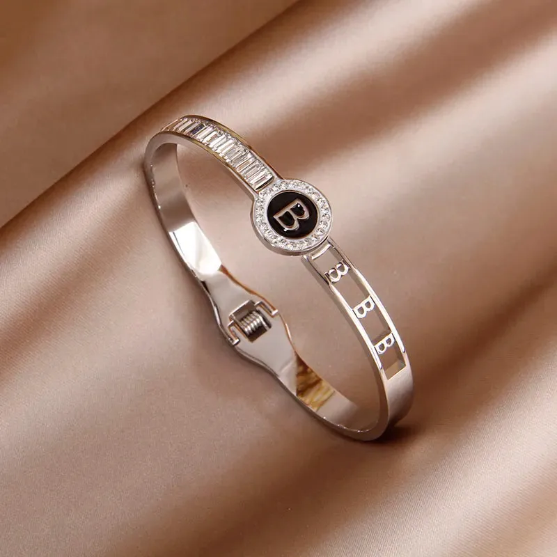 Classic Stainless Steel Letter B Charm Bracelet