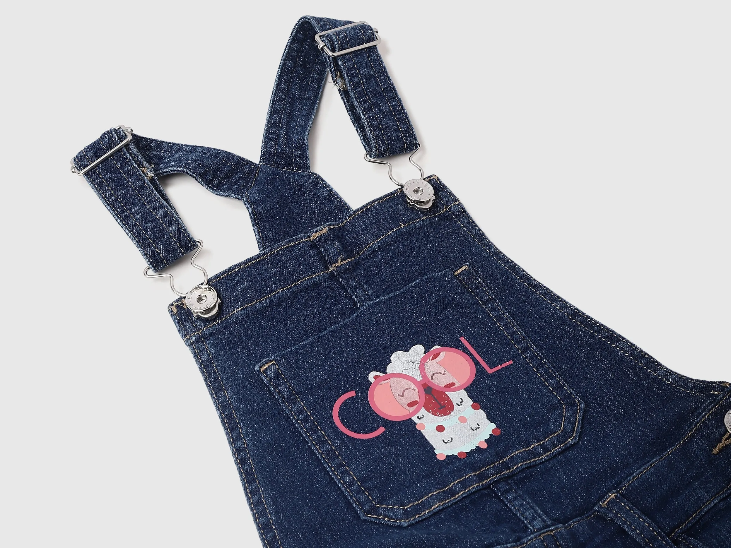 Cotton Solid Regular Length Girls Dungaree