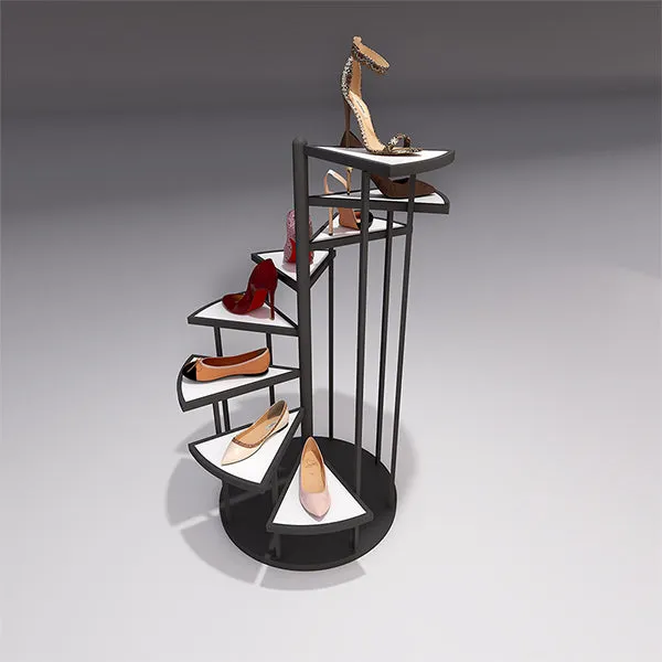 CR035 Ladies Shoes Display Stand Multiple Shelves Spiral