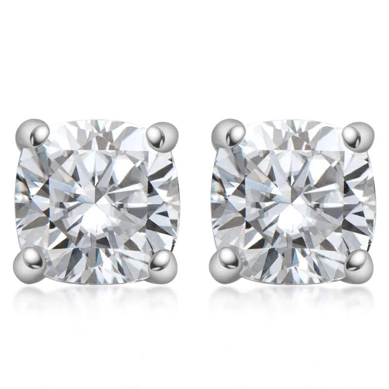 Cushion Cut Moissanite Diamond Classic Stud Earrings