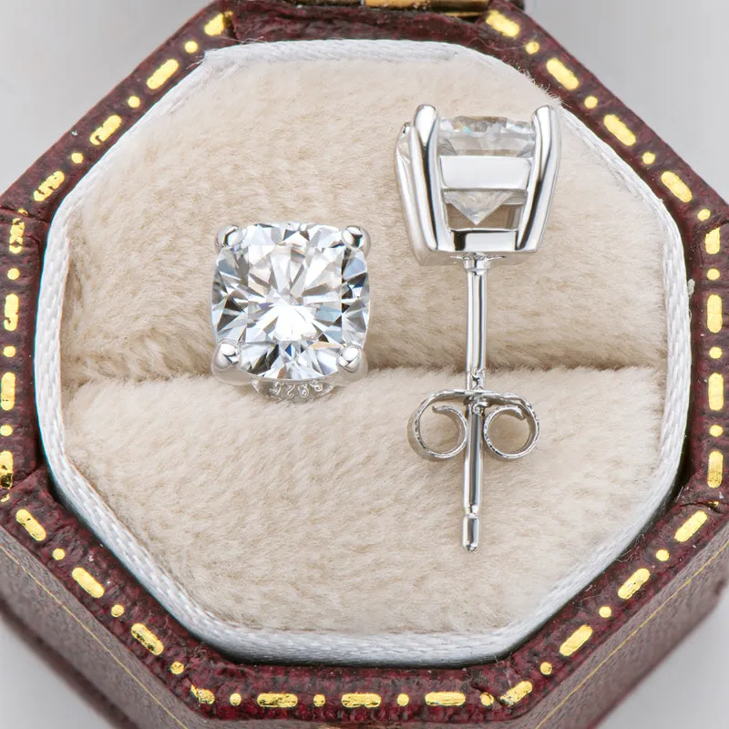 Cushion Cut Moissanite Diamond Classic Stud Earrings