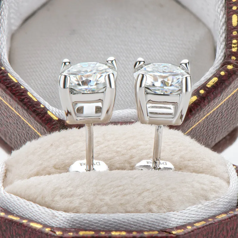 Cushion Cut Moissanite Diamond Classic Stud Earrings