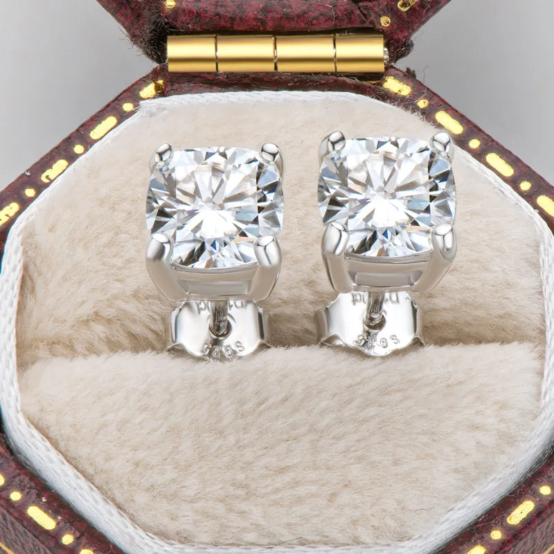 Cushion Cut Moissanite Diamond Classic Stud Earrings