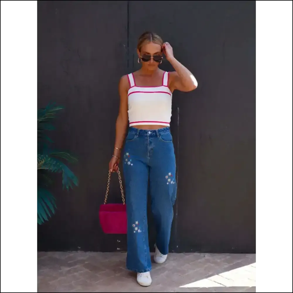 Dance Like no One’s Watching in our Embroidered Chic Straight Jeans!
