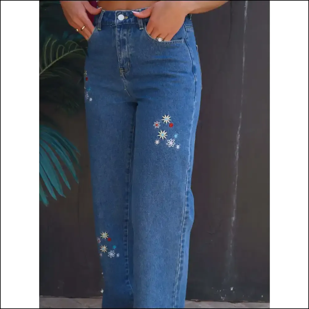 Dance Like no One’s Watching in our Embroidered Chic Straight Jeans!