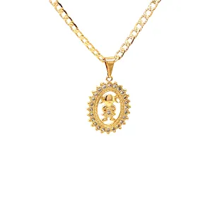 Daughter girl Pendant Necklace - Mother's Day 18 inch Cuban link chain