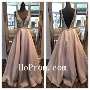 Deep-V-Neck Prom Dresses,Beading Prom Dress,Evening Dress