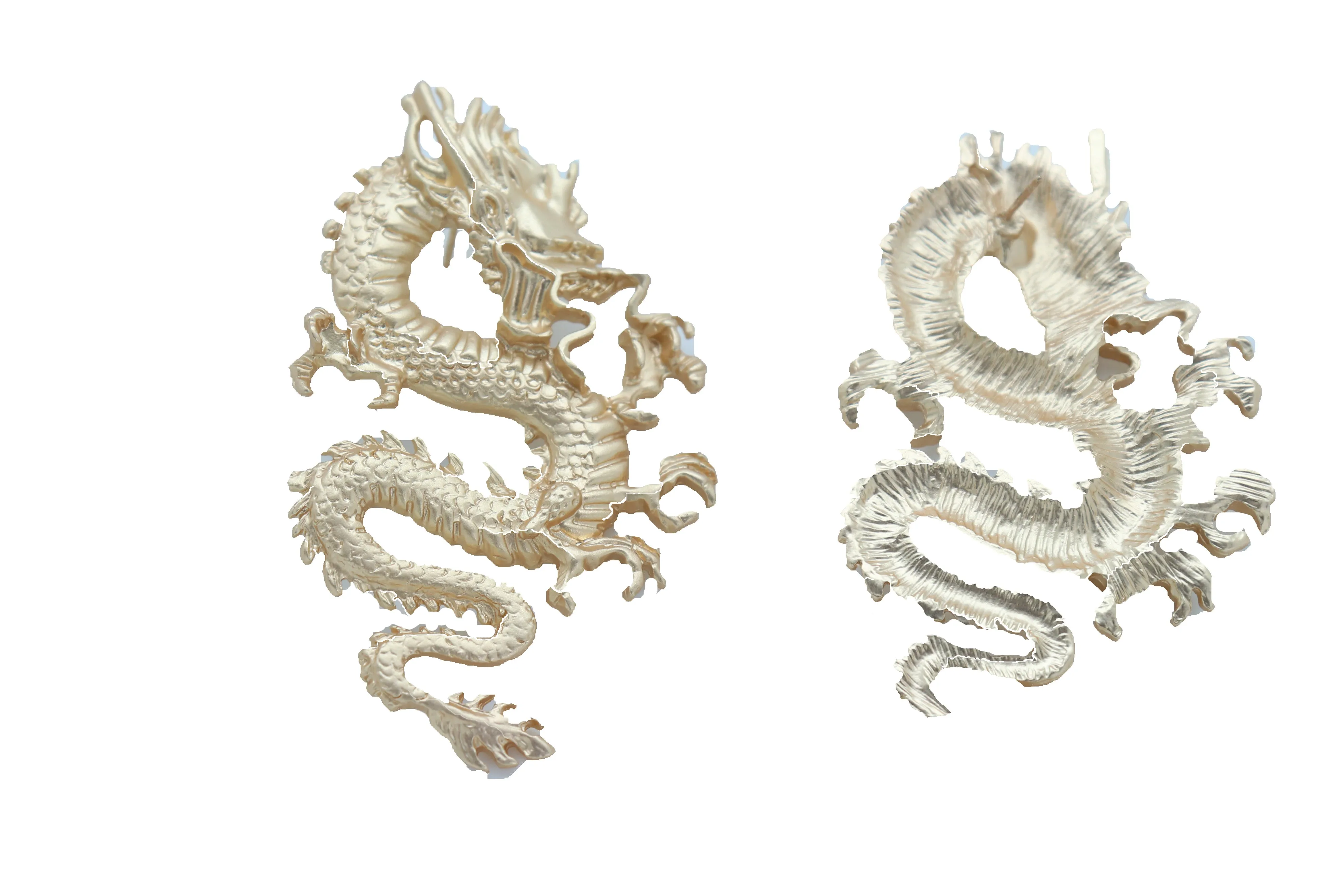 Earrings Set Gold Metal Large Bling Chinese Dragon Ethnic Style