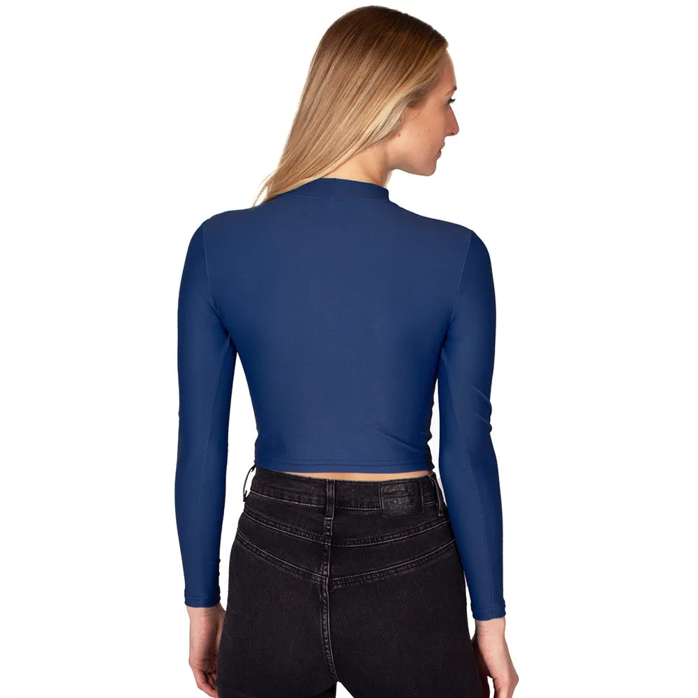 Emory Navy Mock Neck Top