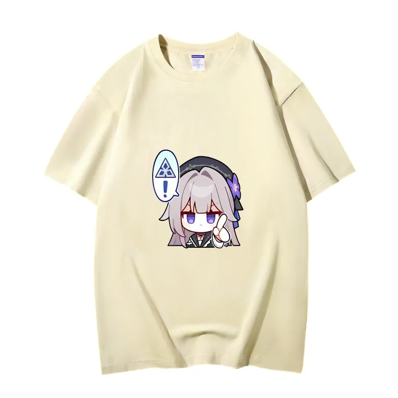 Fashion Anime Honkai: Star Rail Herta 230g GSM Hipster Style Oversized Cotton T-shirt