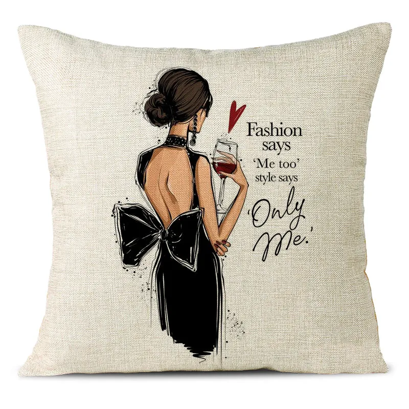Fashion Delicate Girl Linen Pillowcase