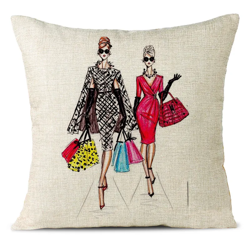 Fashion Delicate Girl Linen Pillowcase