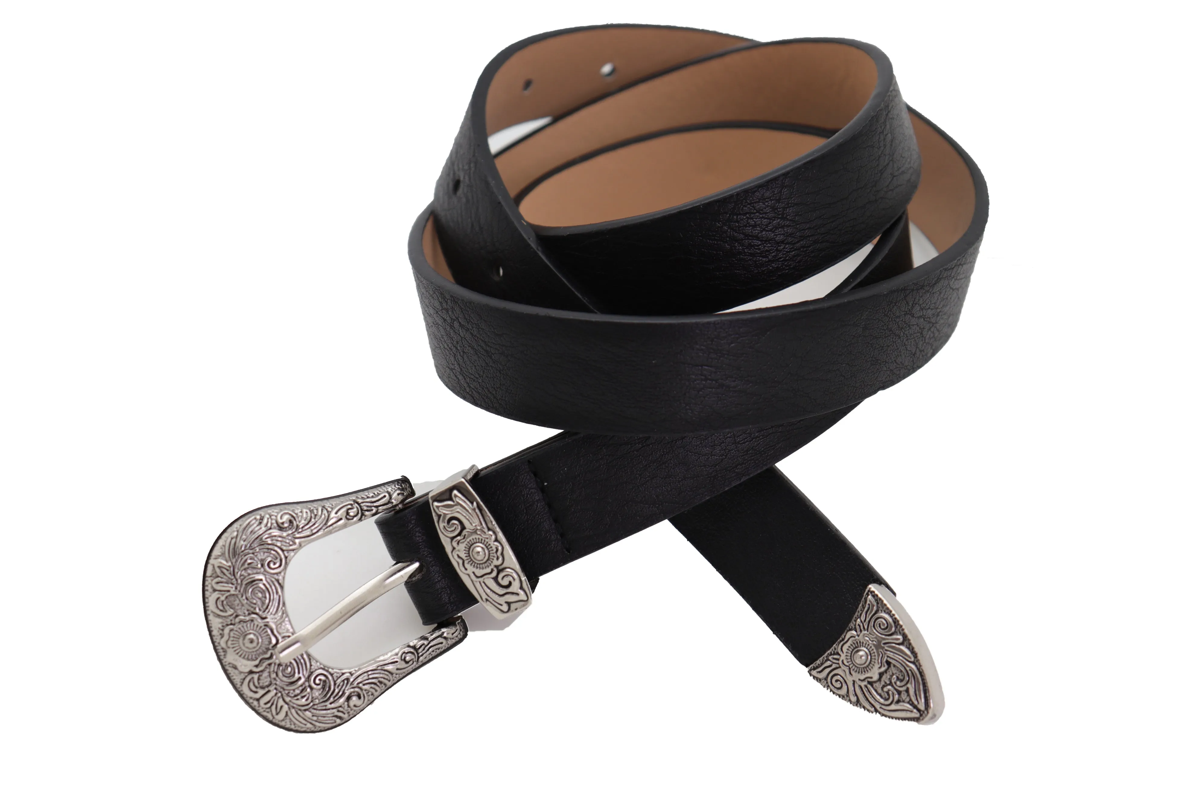 Faux Leather Western Style Buckle Skinny Classic Belt