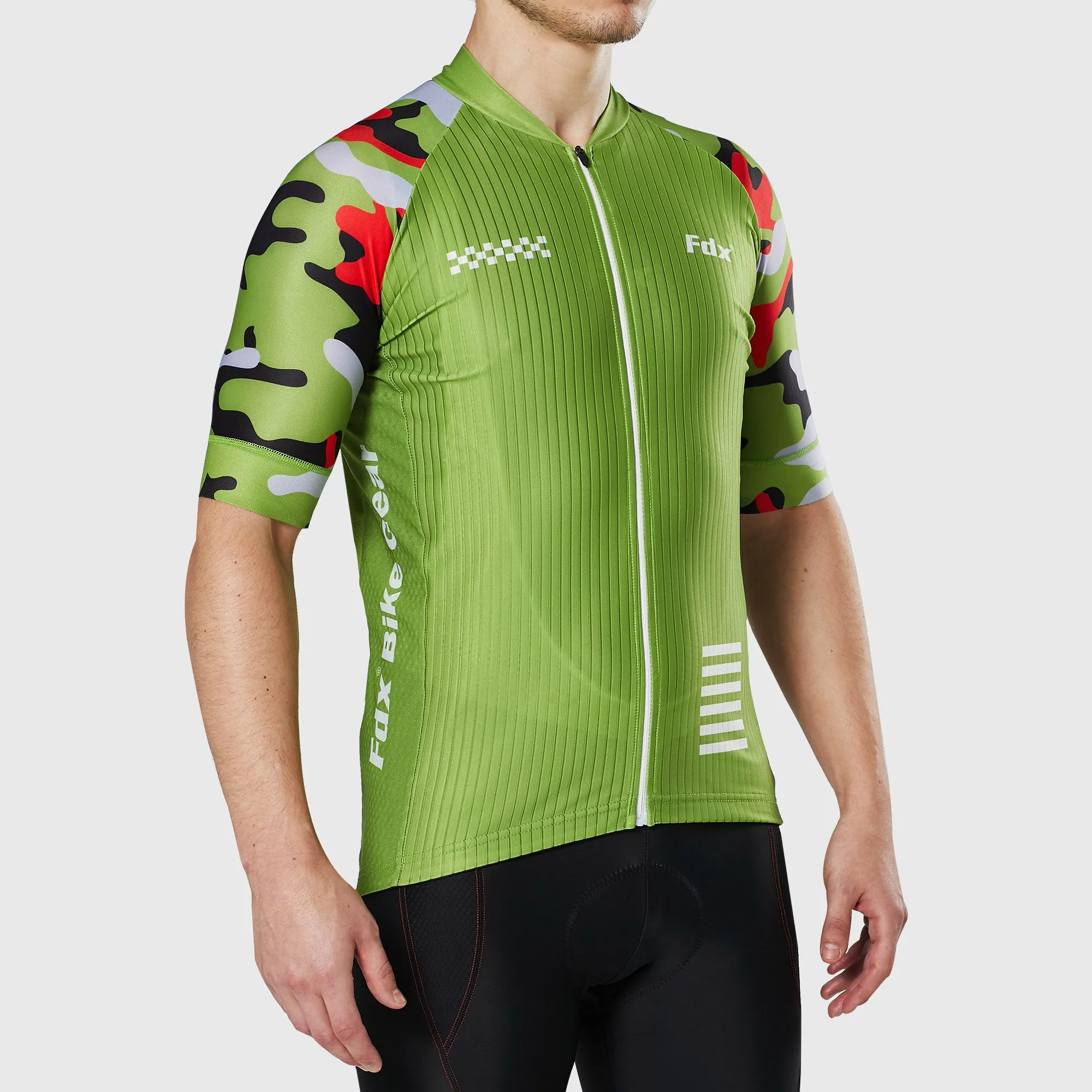 Fdx Camouflage Green Men's & Boy's Short Sleeve Summer Cycling Jersey