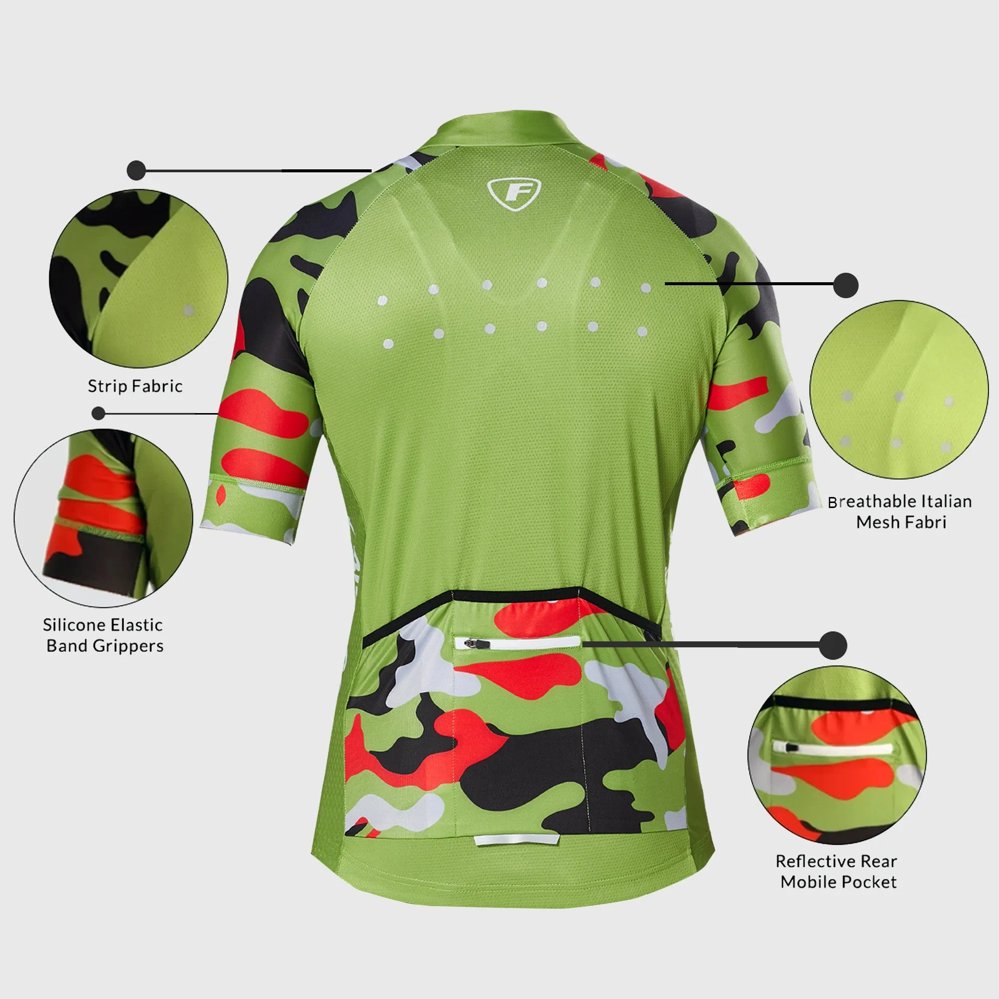 Fdx Camouflage Green Men's & Boy's Short Sleeve Summer Cycling Jersey