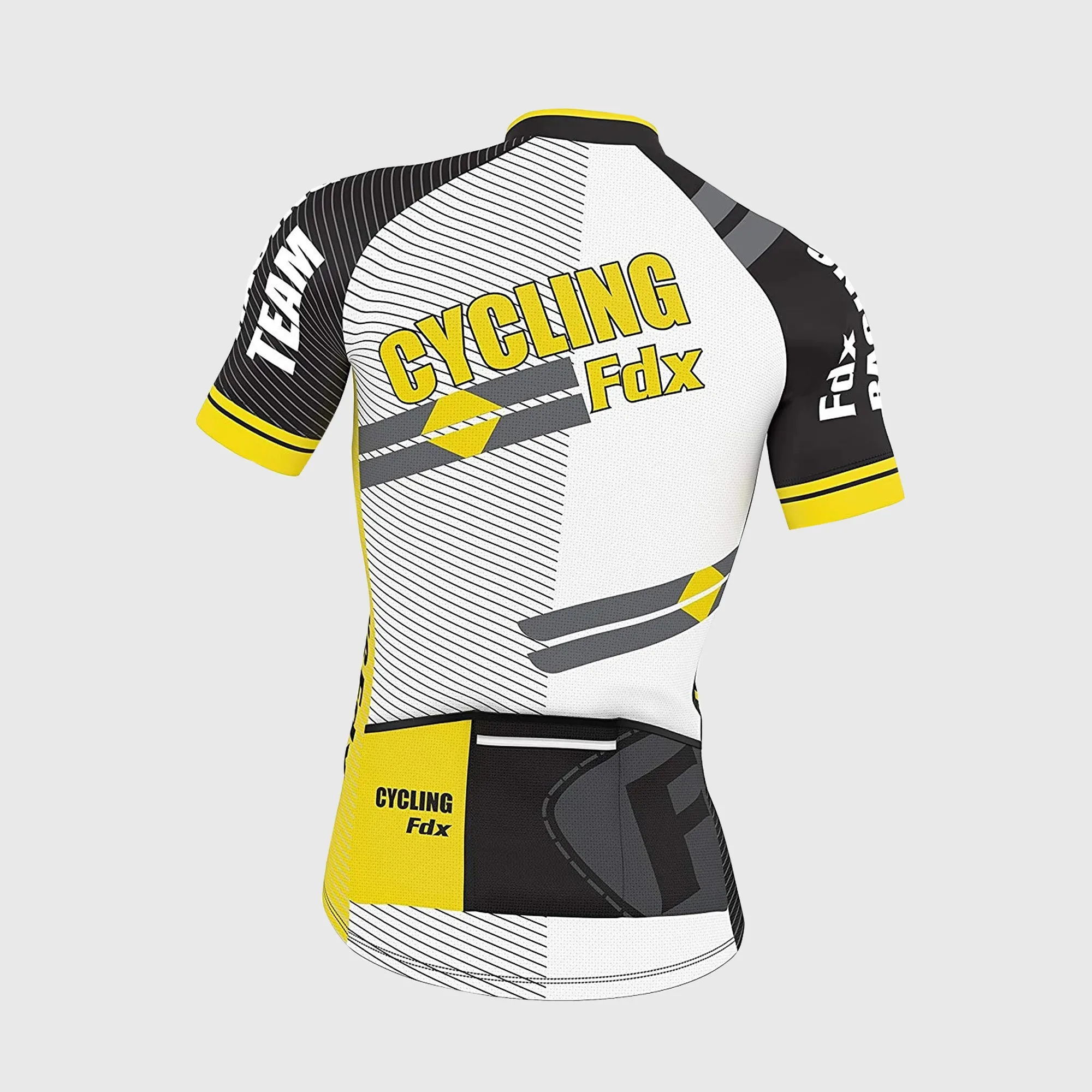 Fdx Men's & Boy's Set Core Yellow Short Sleeve Summer Cycling Jersey & Bib Shorts