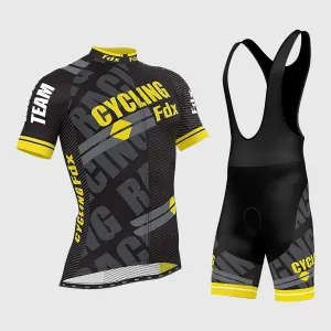 Fdx Men's & Boy's Set Core Yellow Short Sleeve Summer Cycling Jersey & Bib Shorts