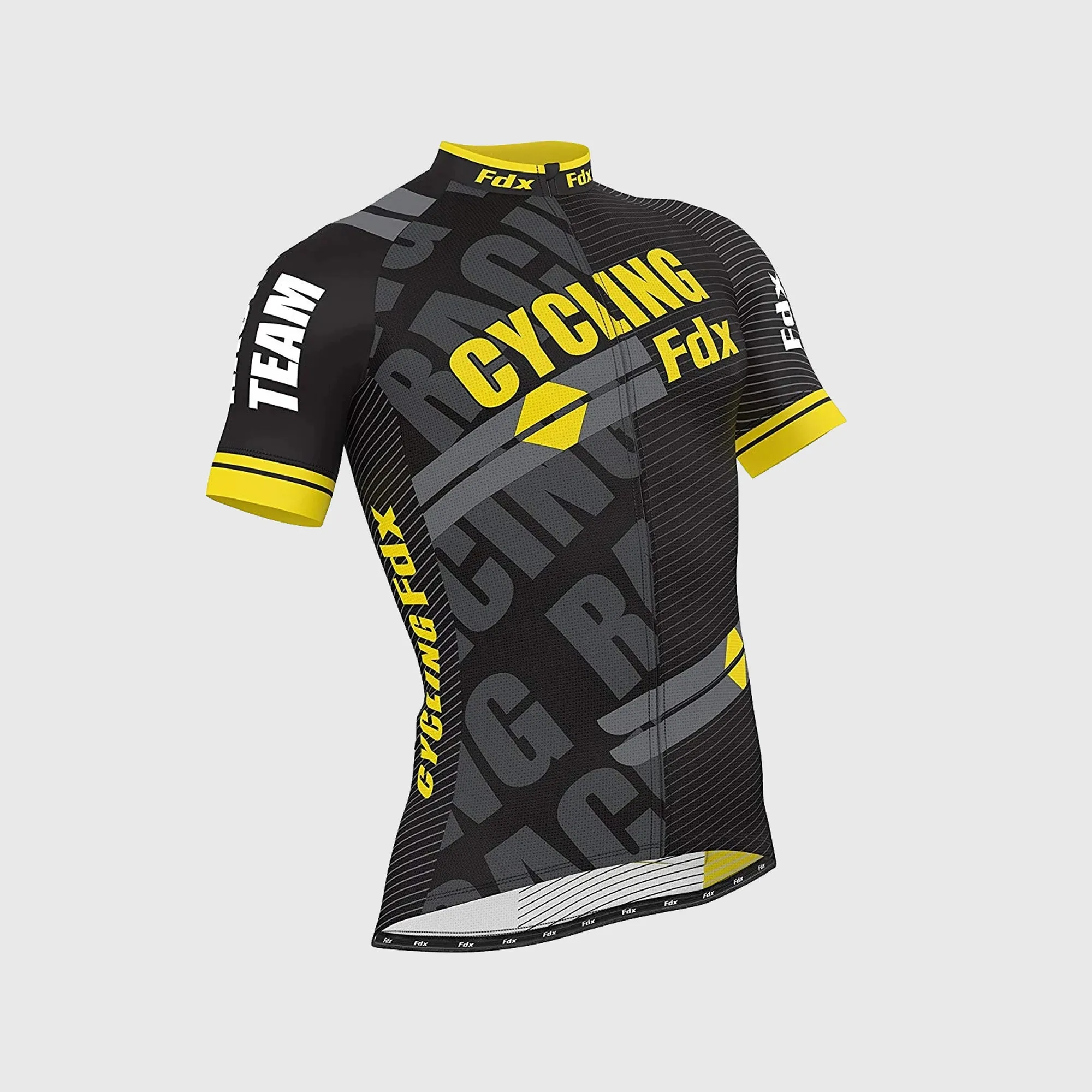 Fdx Men's & Boy's Set Core Yellow Short Sleeve Summer Cycling Jersey & Bib Shorts